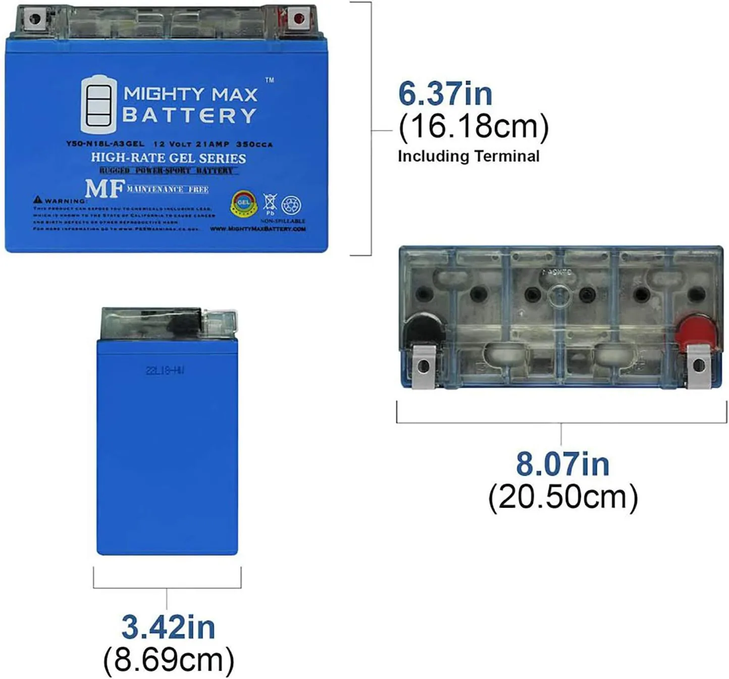 Mighty Max Y50-N18L-A3GEL26 Gel Battery for Honda GL1100 Gold Wing image 2