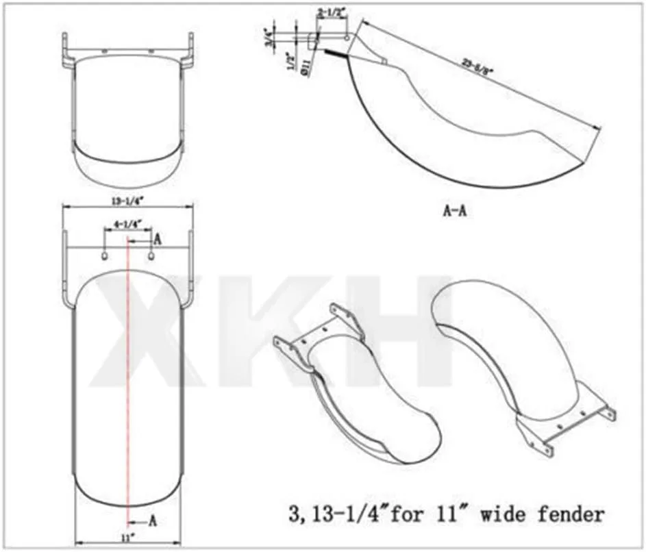 XKH-MOTO 9-Inch Rear Custom Fender XKH-N-003-Raw2 for Harley-Davidson Softail Fat Boy image 3