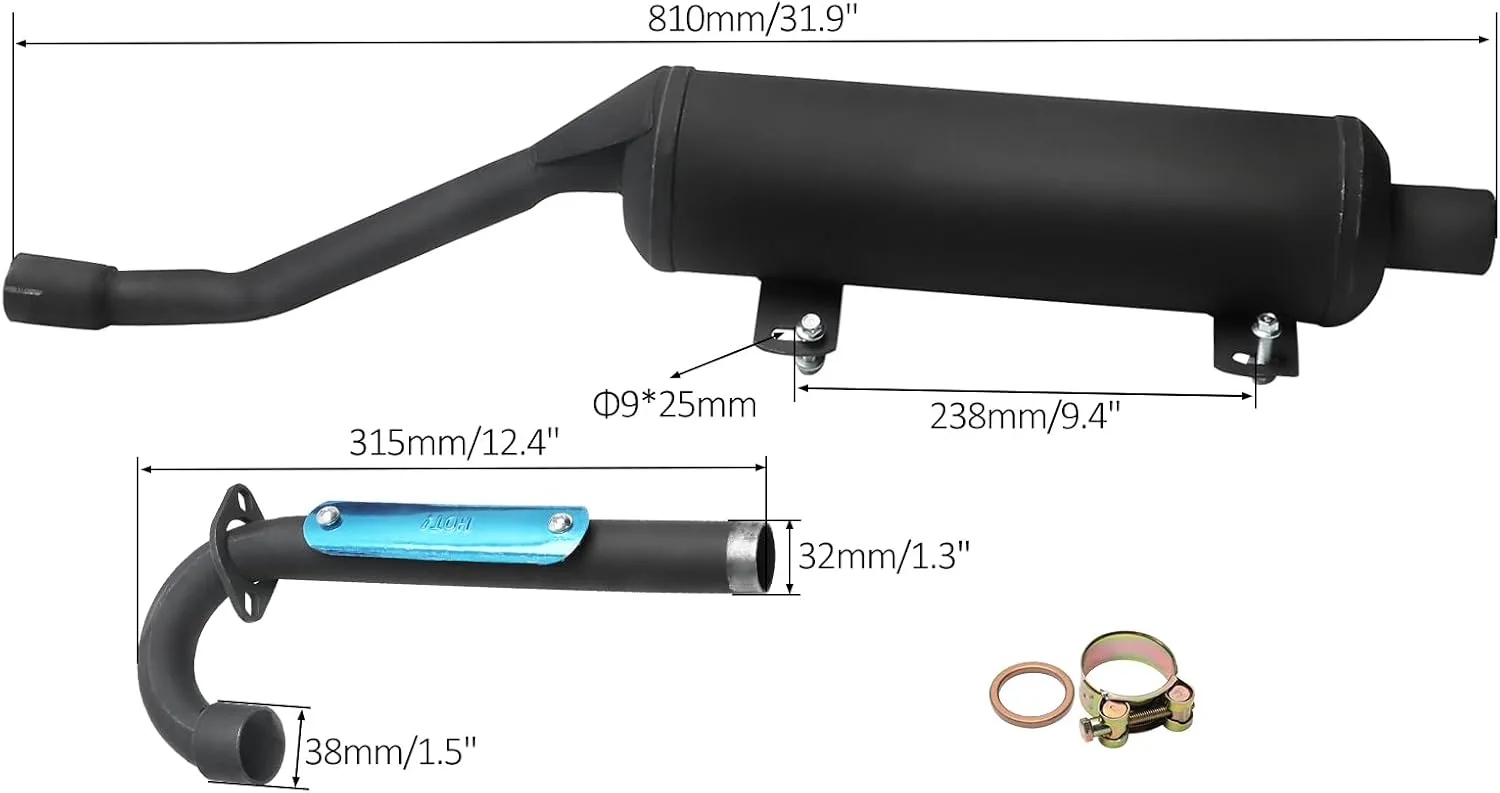 Waverleyatv 38mm Exhaust Muffler Pipe Assembly image 2