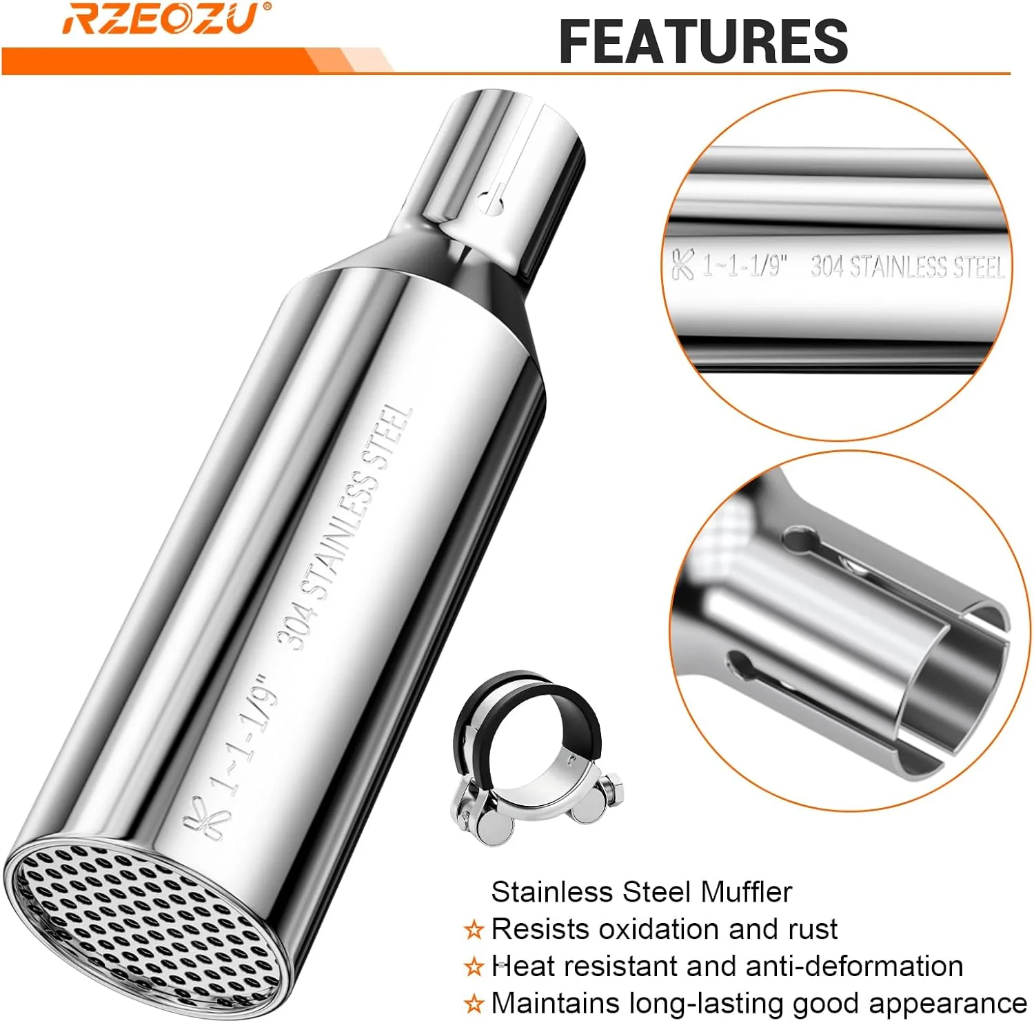 RZEOZU Right-Side Mini Bike Exhaust Pipe & Muffler RO-PQG-XYQ-SR-RT image 3
