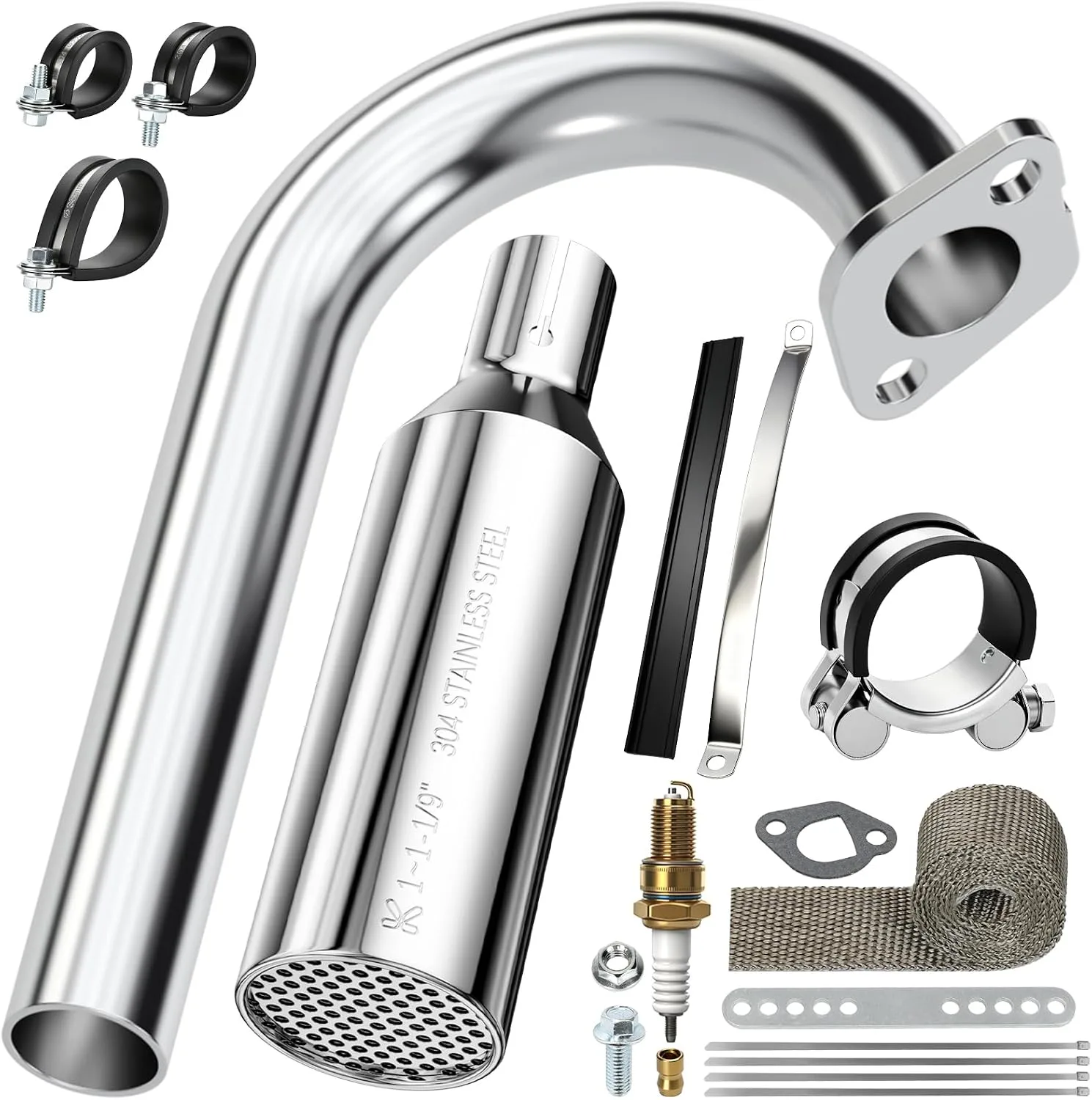 RZEOZU Right-Side Mini Bike Exhaust Pipe & Muffler RO-PQG-XYQ-SR-RT
