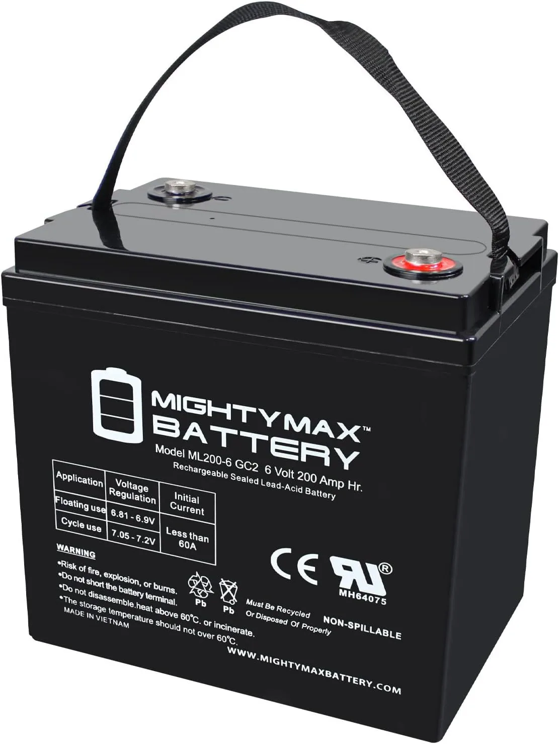 Mighty Max Battery 6V 200Ah Battery ML200-6GC249 for Club Car Carryall 500