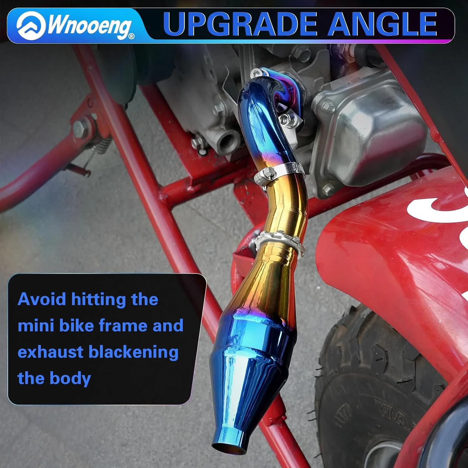 WNOOENG PQGXSQ Exhaust Header Pipe and Muffler for Mini Bikes image 2