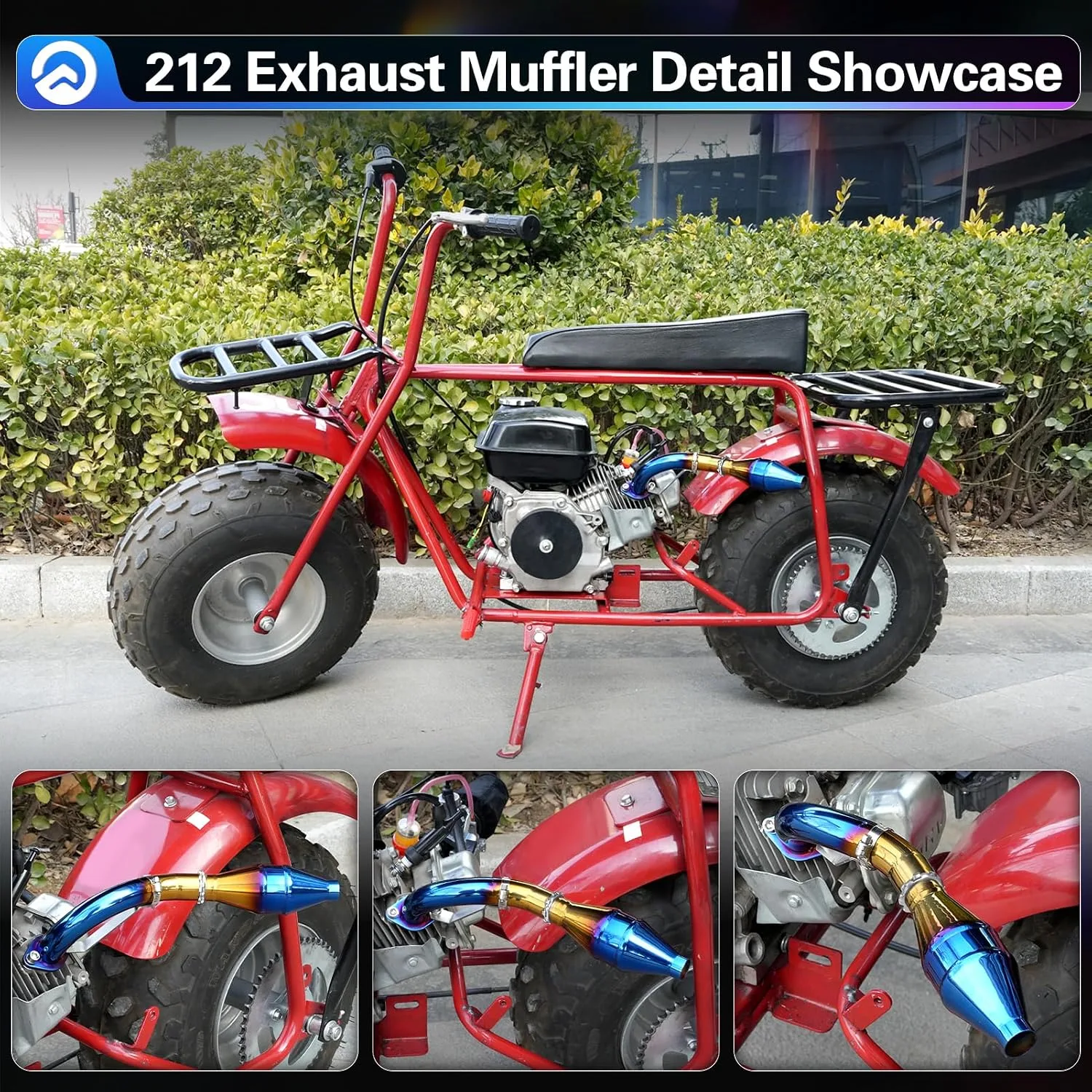 WNOOENG PQGXSQ Exhaust Header Pipe and Muffler for Mini Bikes image 4