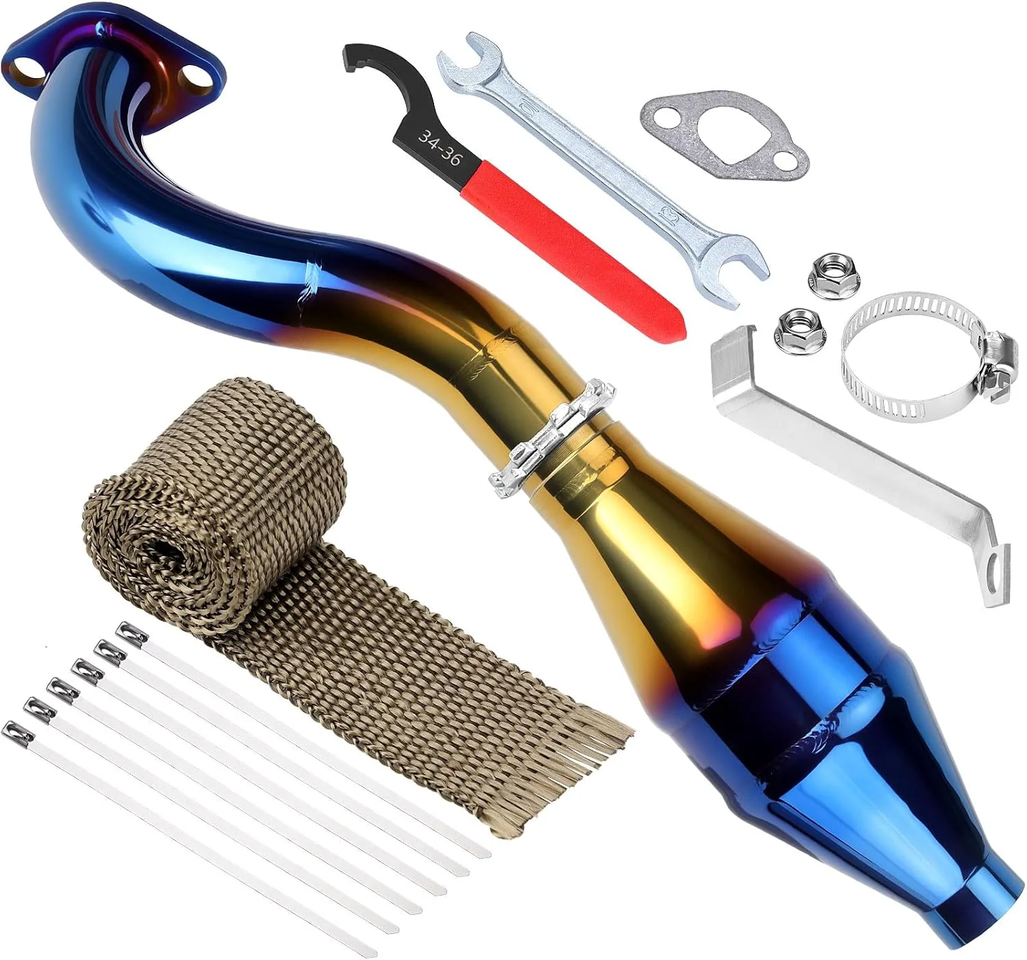 WNOOENG PQGXSQ Exhaust Header Pipe and Muffler for Mini Bikes