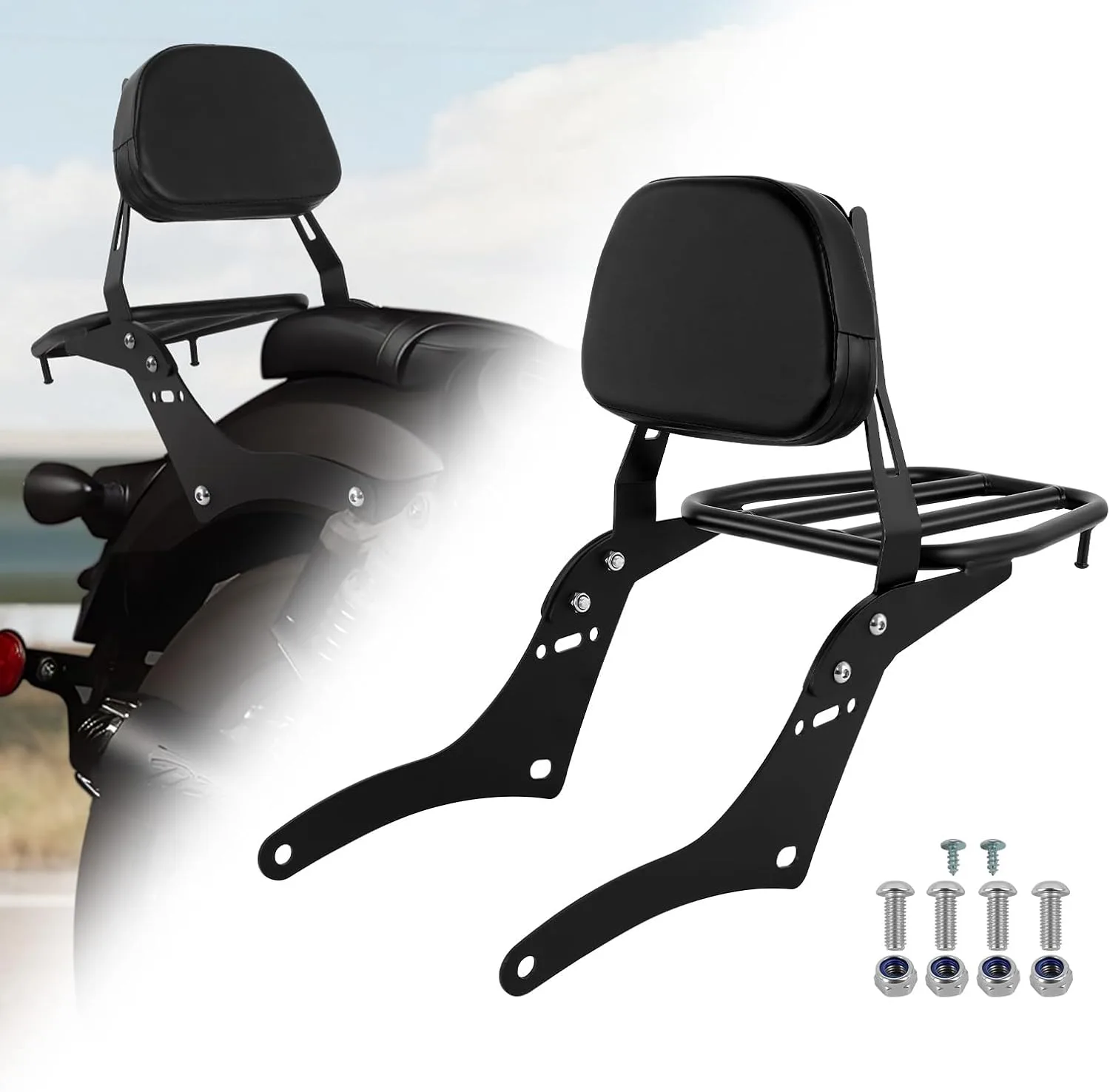 PIKPOP HO005 Sissy Bar Backrest & Luggage Rack for Honda Rebel 300/500