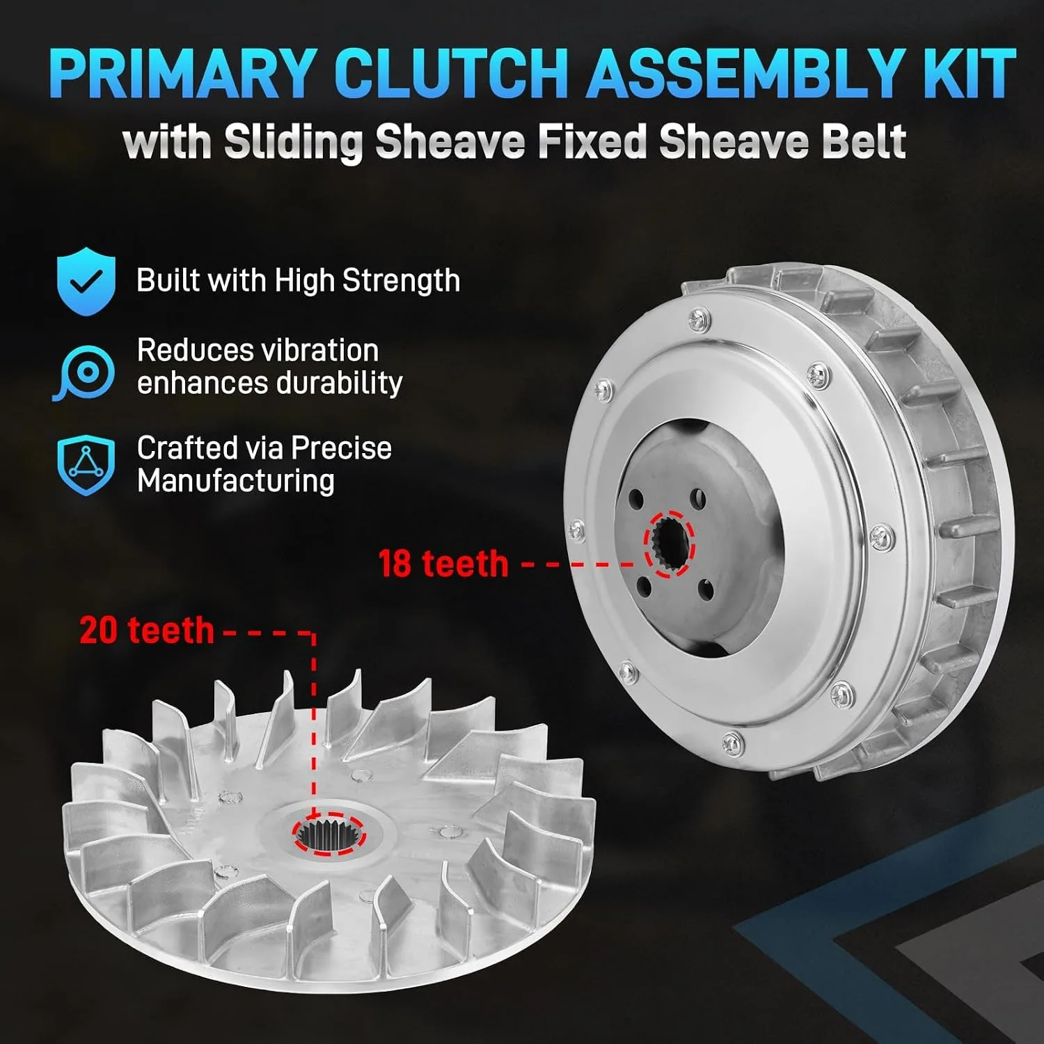 JURPLIX Primary Clutch Assembly Kit with Belt for Yamaha Rhino 660 and Grizzly 660 image 4