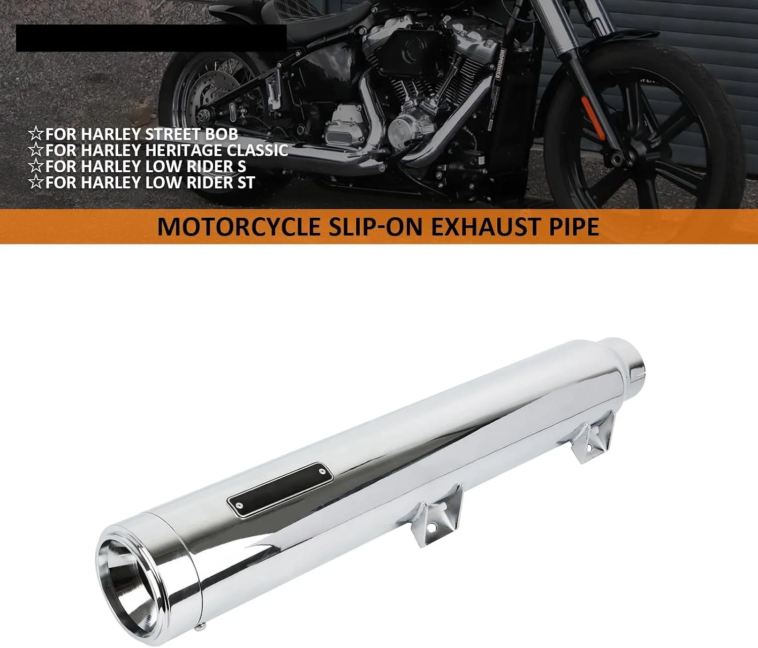 Generic SFALPFWAP Chrome Slip-On Long Muffler Exhaust Pipe Set image 2