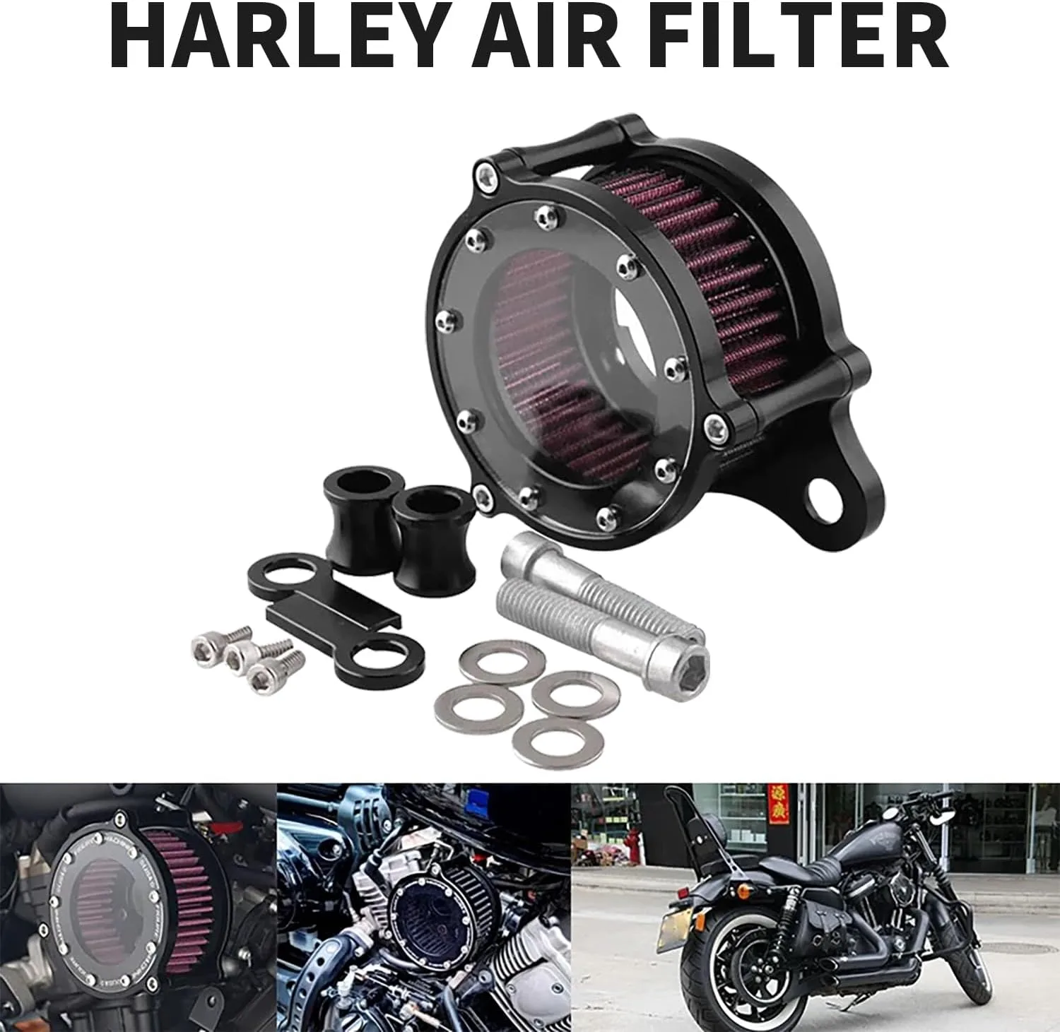 Quanmin QM-MT-FILTER Air Filter Breather Cleaner Kit for Harley-Davidson Sportster image 4