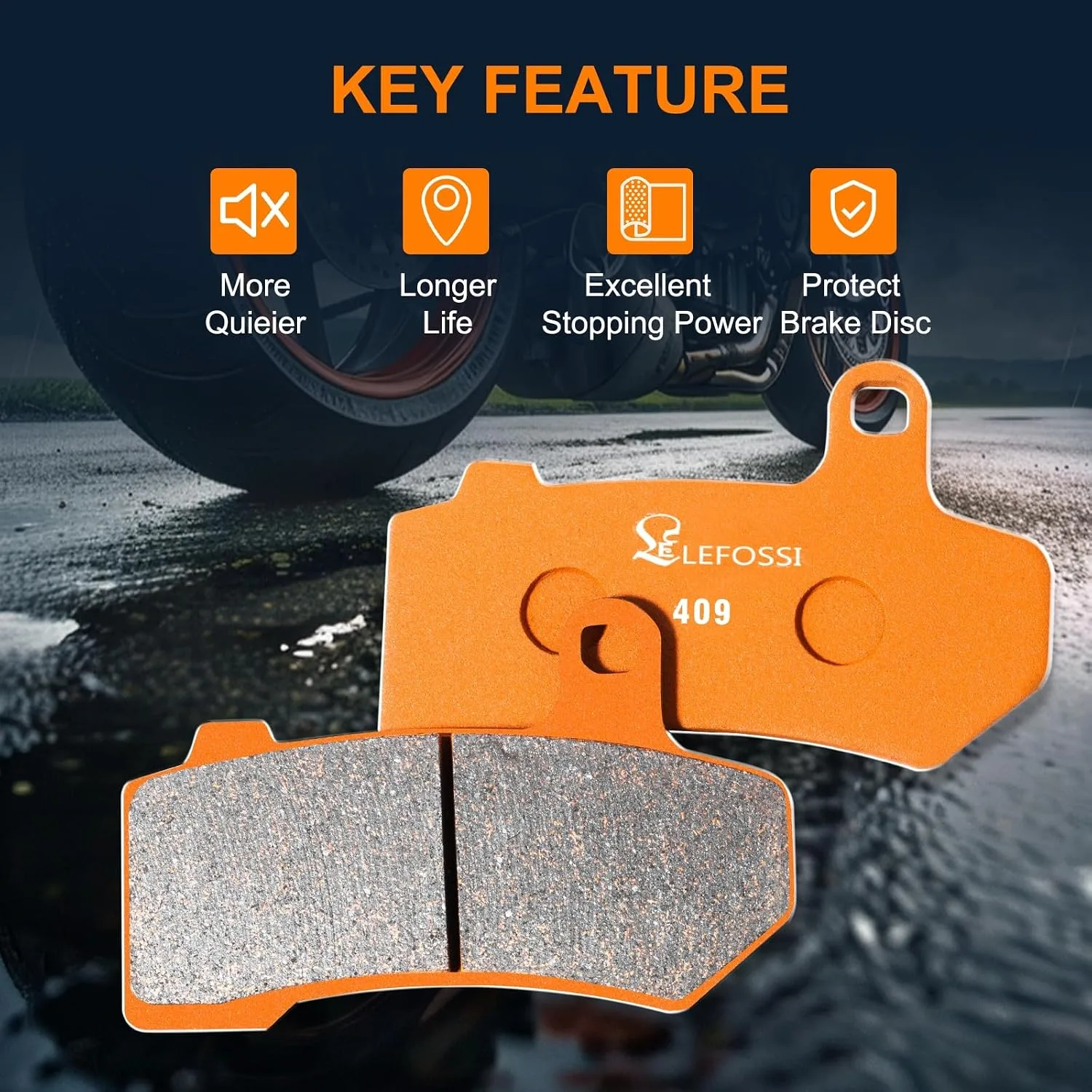 LE LEFOSSI Front Carbon Fiber Brake Pads LE_0000384 for Harley-Davidson image 2