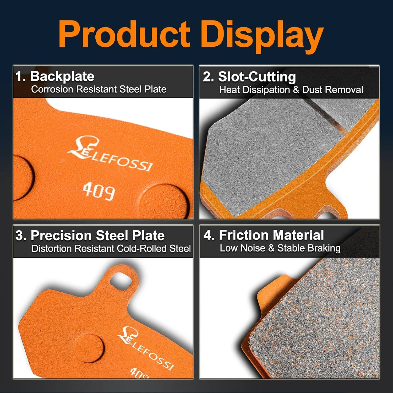 LE LEFOSSI Front Carbon Fiber Brake Pads LE_0000384 for Harley-Davidson image 4