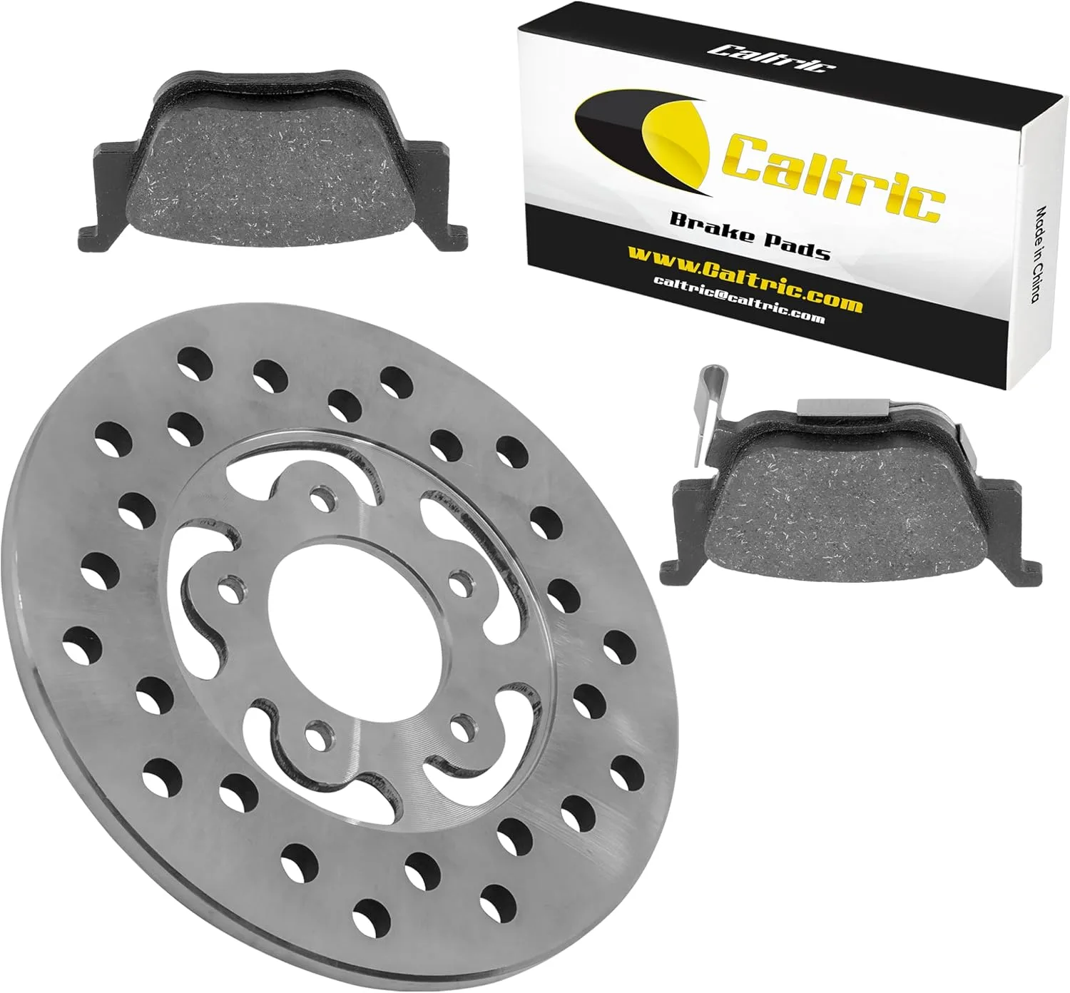 Caltric Rear Brake Rotor and Pads Kit DS181+MP119/10 for Honda ATV and SXS