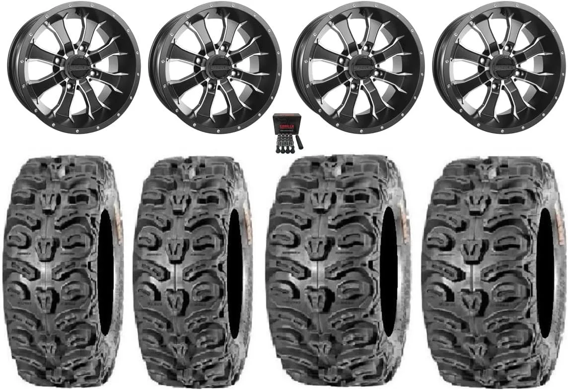 Raceline Mamba 14x7 Black Wheels & Kenda Bear Claw HTR Tire Bundle