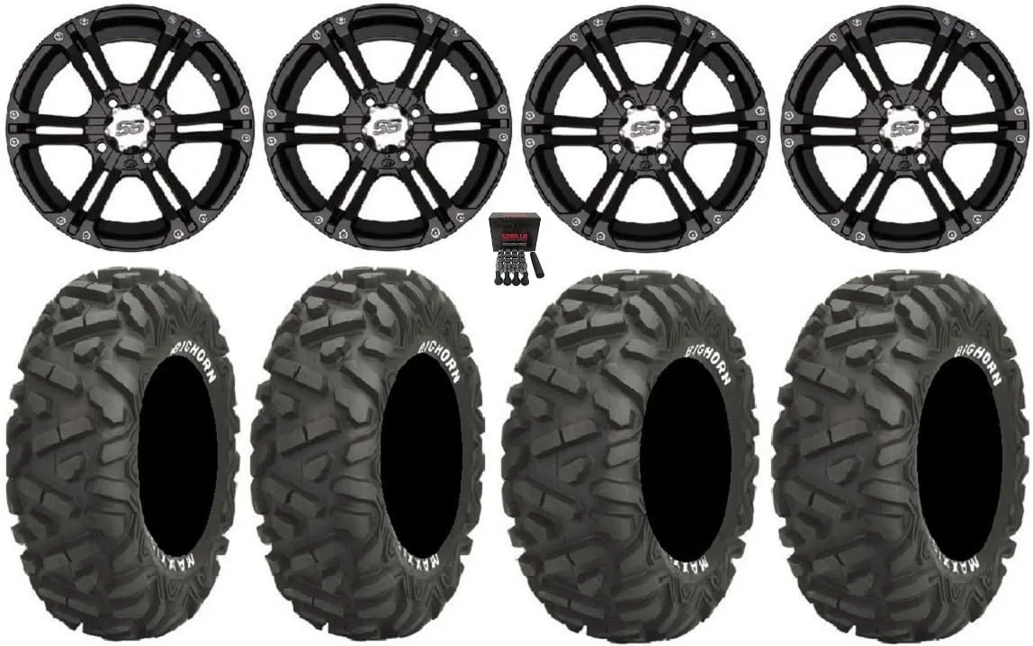 ITP SS212 12x7 ATV Wheels with Maxxis BigHorn 26-Inch Tires 4/110