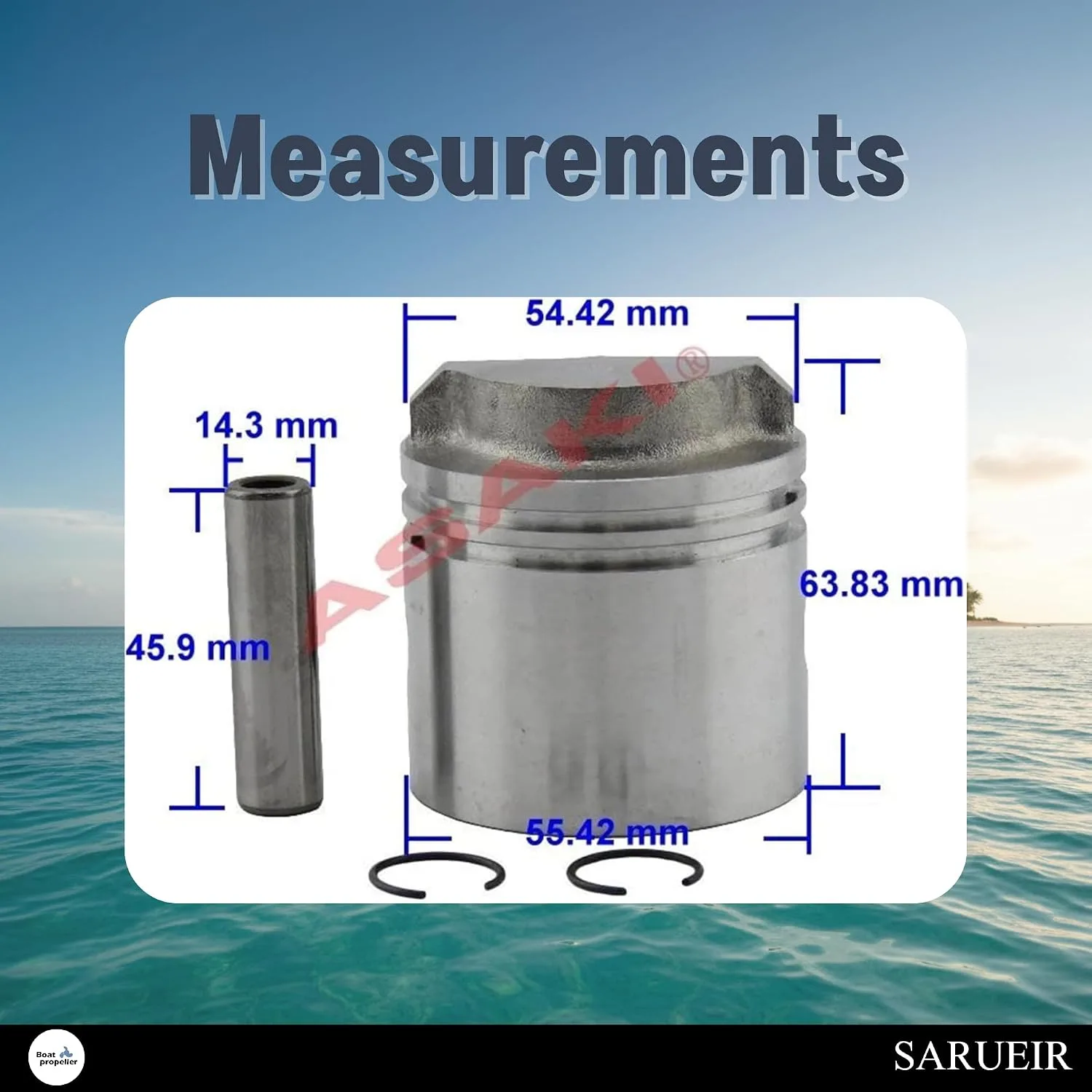 Asaki 397487 Standard Piston Kit for Johnson Evinrude J10 J15 E10 E15 image 4