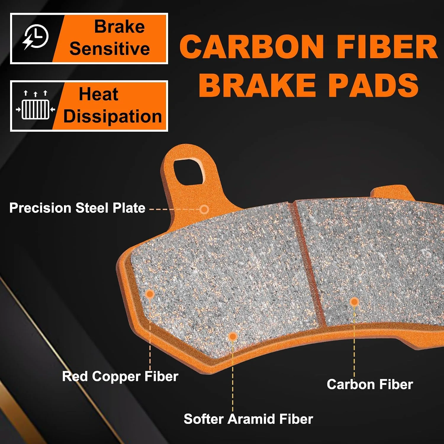 ALLIE ZENG Front Carbon Fiber Motorcycle Brake Pads YWT_0000020_OR image 2