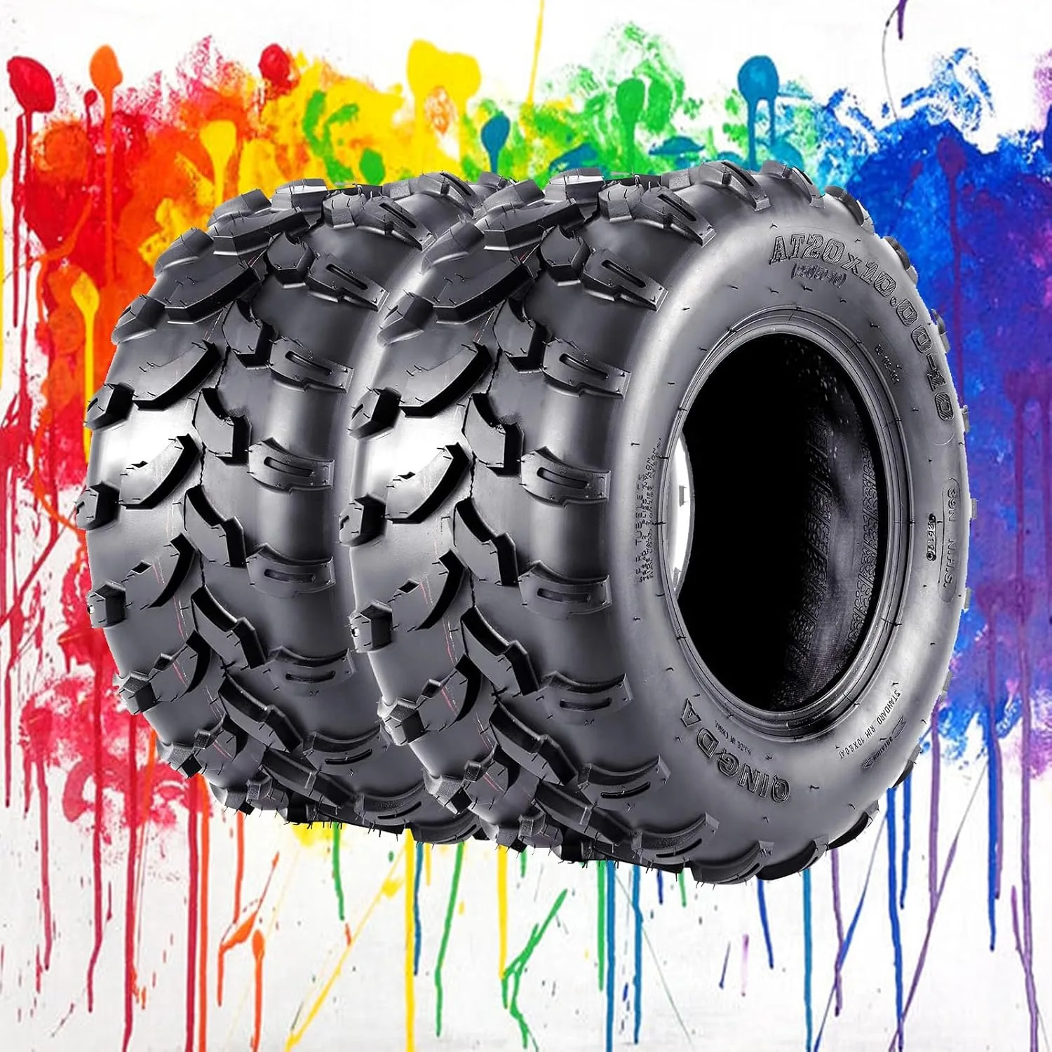 VroomSteel 19 x 7.00-8 4-Ply Tubeless ATV Tires, Set of 2
