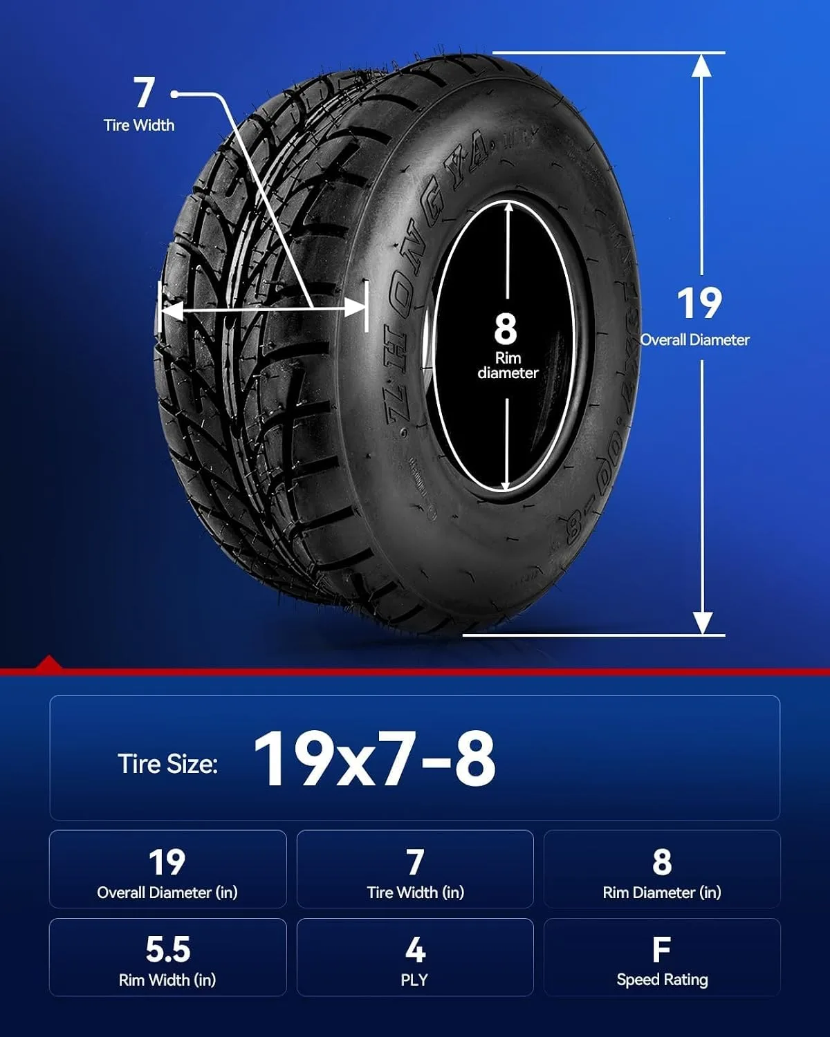 KAX 19x7-8 4-Ply ATV All-Terrain Tires Set of 2 - 9453TIR035PUS image 2